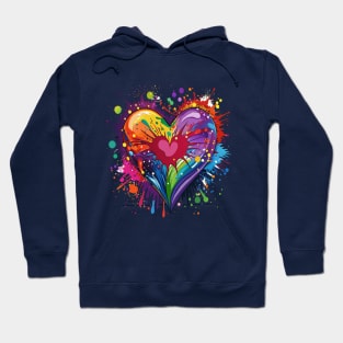 Colorful watercolor splash heart shape Hoodie